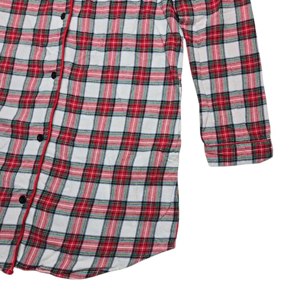 Disney Pajama Top Womens Medium Pink Button Up Minnie Mouse Plaid Long Sleeve - Picture 9 of 14